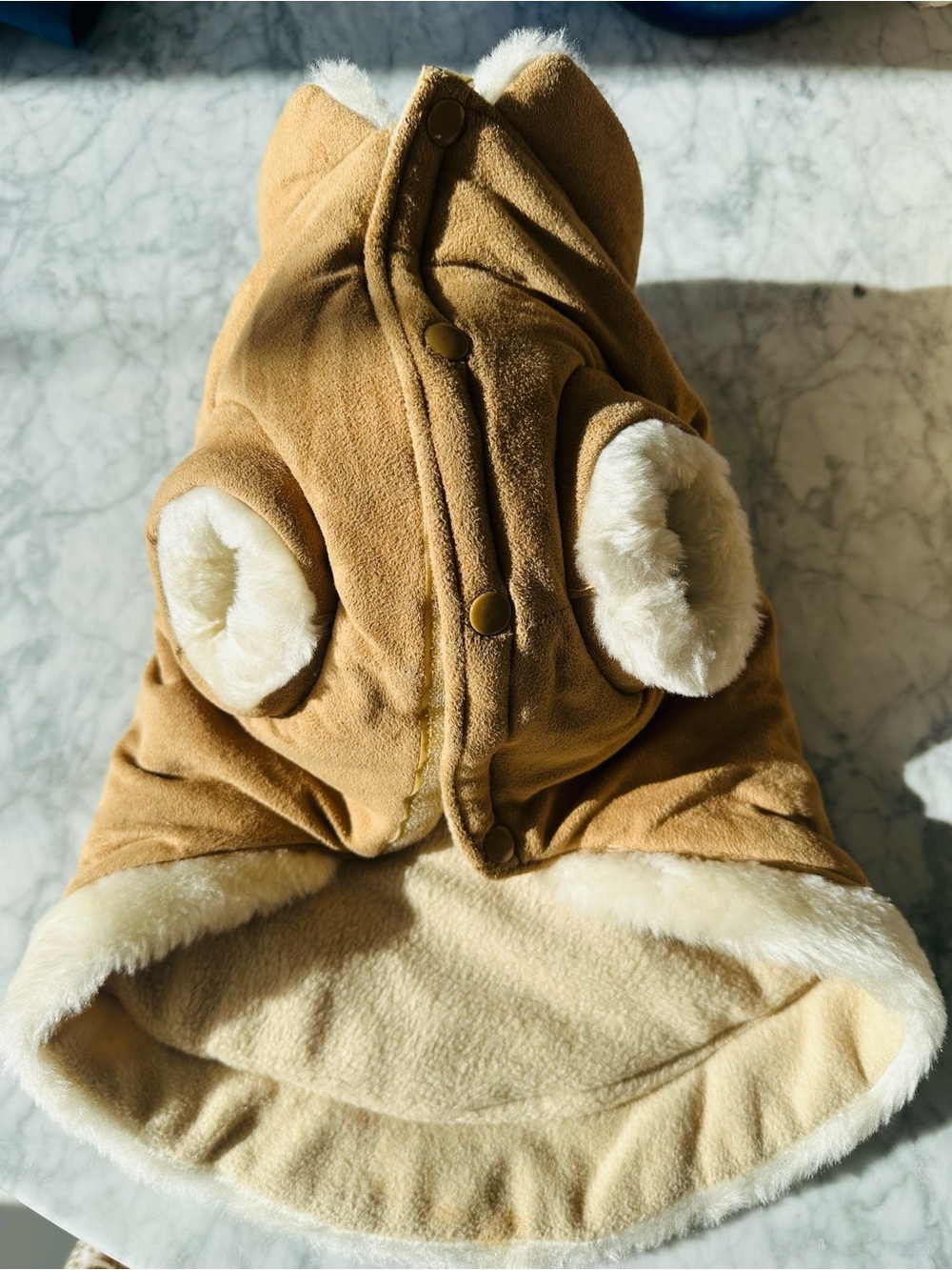 AKC Suede-Look Tan Faux Shearling Pet Coat